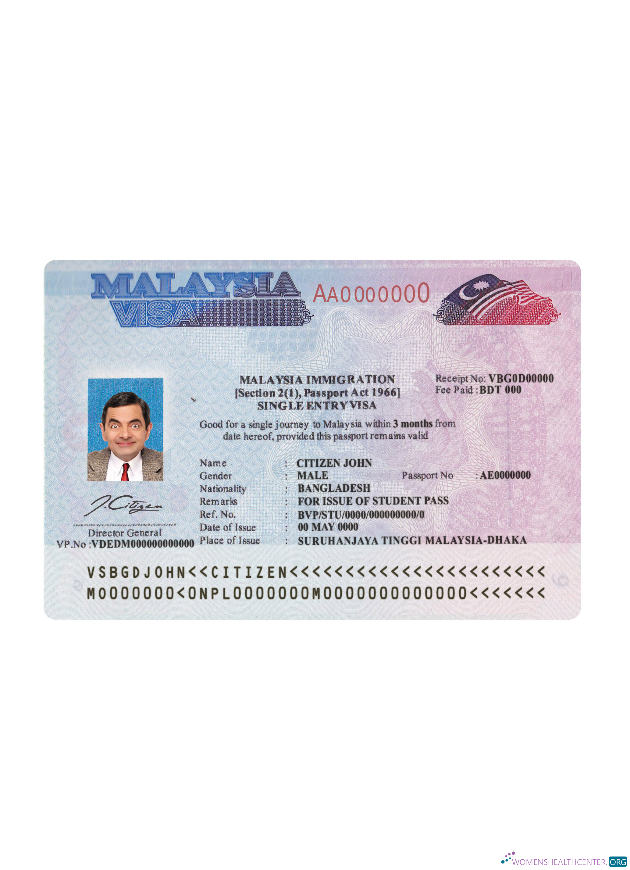 Download Malaysia travel visa Photoshop template